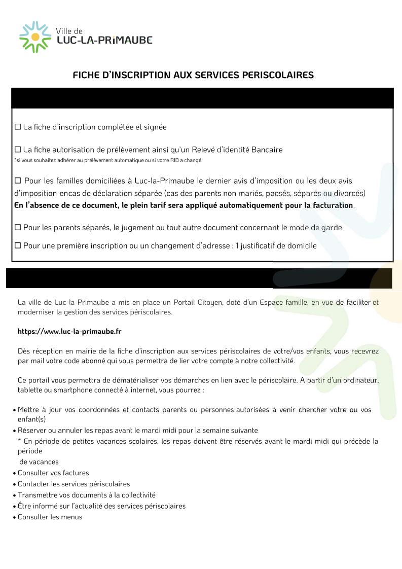 Dossier d'inscription